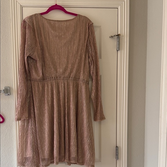 Elegant Rose Gold Long Sleeve Dress - Picture 2 of 3